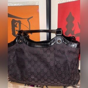 Gucci Black Monogram Handbag